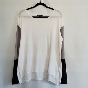 Vince Colorblock Long Sleeve Slub Sweater white